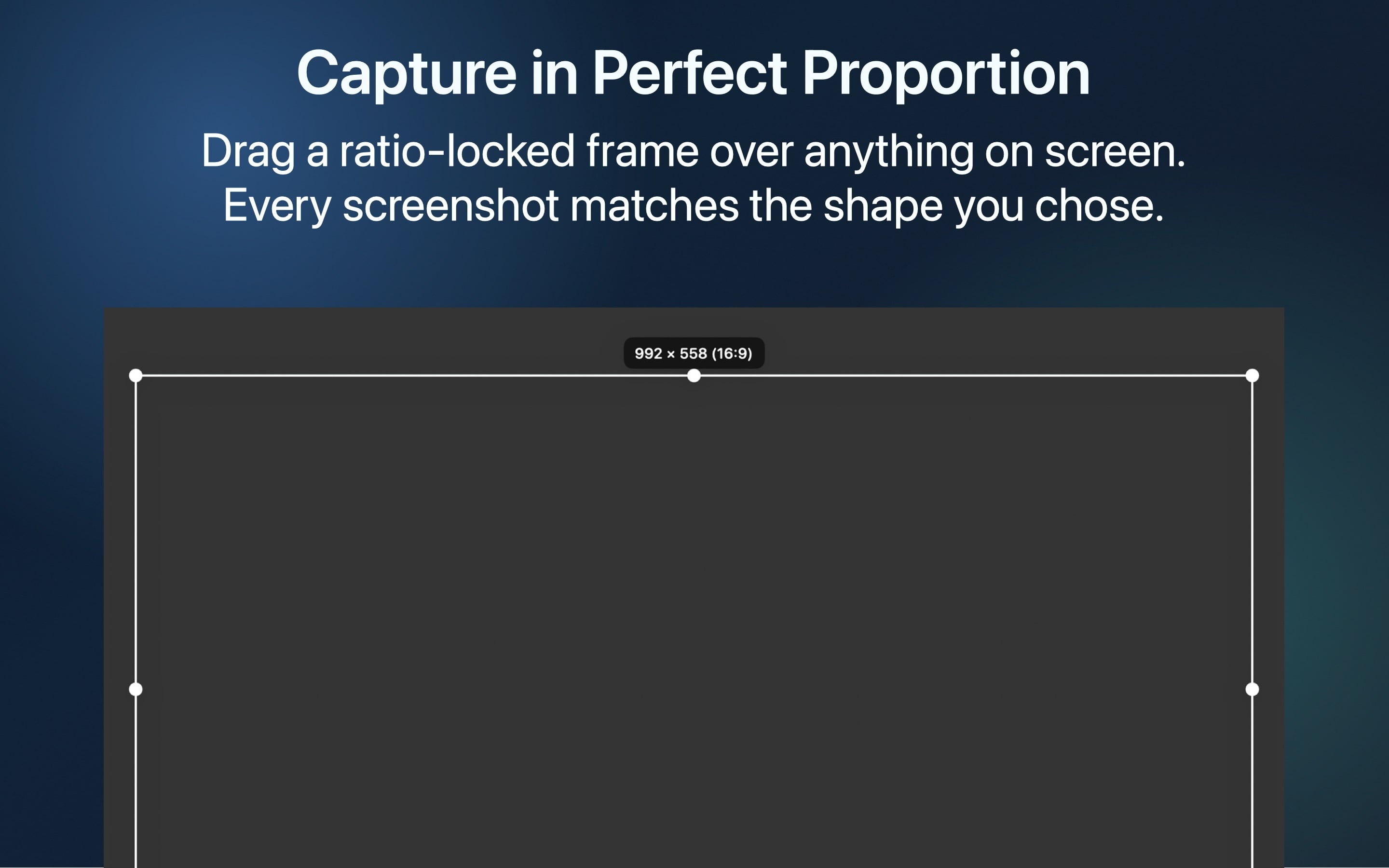 Framéd ratio-locked screenshot selection overlay